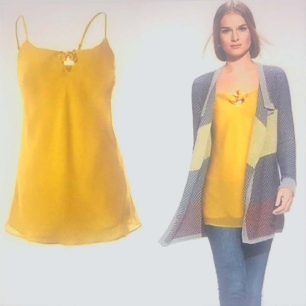 CAbi mustard yellow flowy long tank